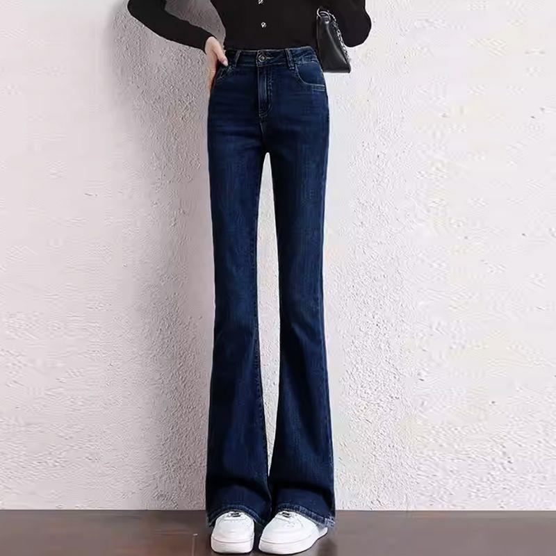 Women s Blue Velvet-Lined High-Waisted Flare Jeans - Plus Size, Slimming Autumn/Winter Style 29 for 110-120 lbs