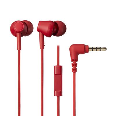 Audio-Technica ATH-CK350XiS RD Earphones Wired Remote Control with Microphone Canal Type Recycled Plastic Contains Antibacterial Small Red