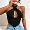 Tank Top Solid Halter Cross Crop Tops Women Summer Adjustable Shoulder Strap Camis Backless Camisole Casual Tube Female Sleeveless Cropped Vest