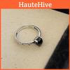 Elegant Geometric Black Agate Ring For Women Featuring Antique Design And Adjustable Size