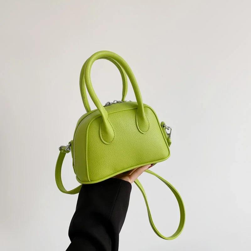 Genți cu mâner superior din PU cu model lichi solid, cu fermoar, genți de umăr la modă simple, vânzare caldă, genți stil de bază pentru femei