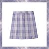 3-teiliges Damen-Anime-Uniform-Set, lila Faltenröcke, Sommer-JK-Shirt mit langen Ärmeln und Mini-Karorock-Anzug