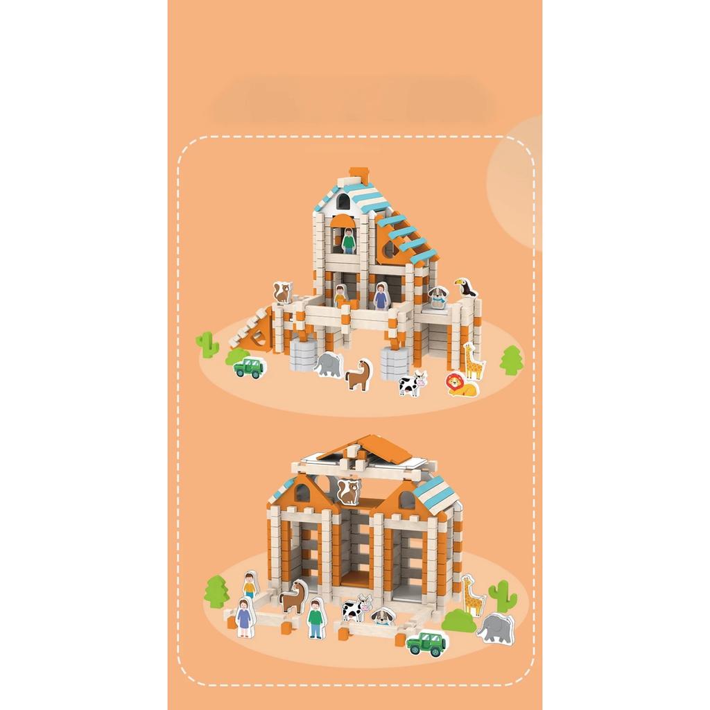 Wooden Building Blocks Set Toddler Natural Wood Block Montessori Learning Toy Stacking Toys Building Blocks Gifts for Kids Age 3