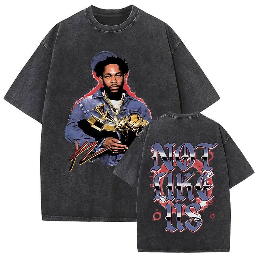 Washed Vintage Rapper Kendrick Lamar They Not Like Us T-shirt Men Hip Hop Retro Oversized T-shirts Men's Fashion Trend T Shirts