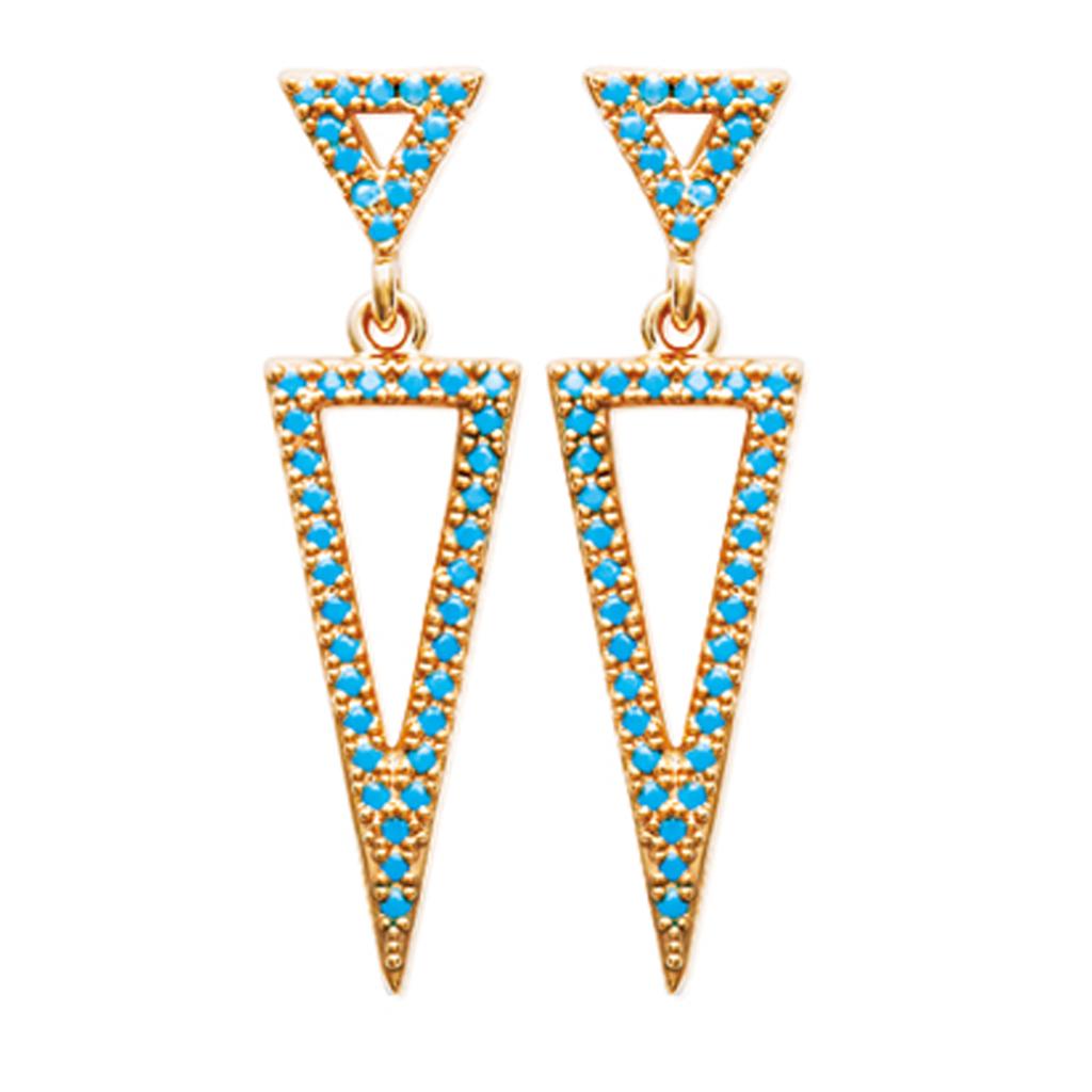 Les Trésors De Lily [N7142] - Golden Turquoise 'Navajos' Earrings (triangles)