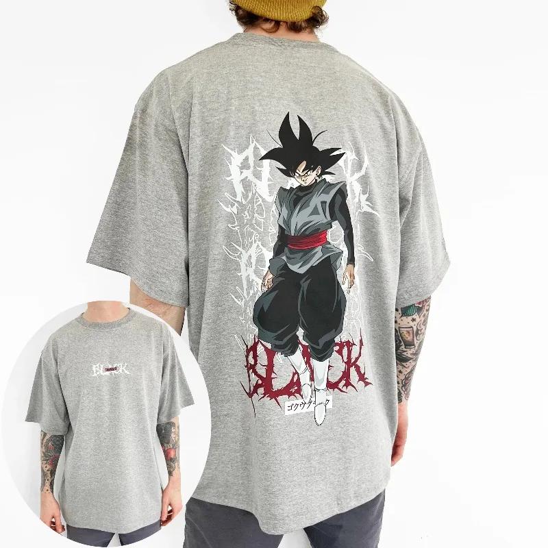 Dragon Ball Men's T-Shirt Goku Black Japanese Anime Summer New Boys Children's Short Sleeve Hip Hop Versatile Parent-Child Dress
