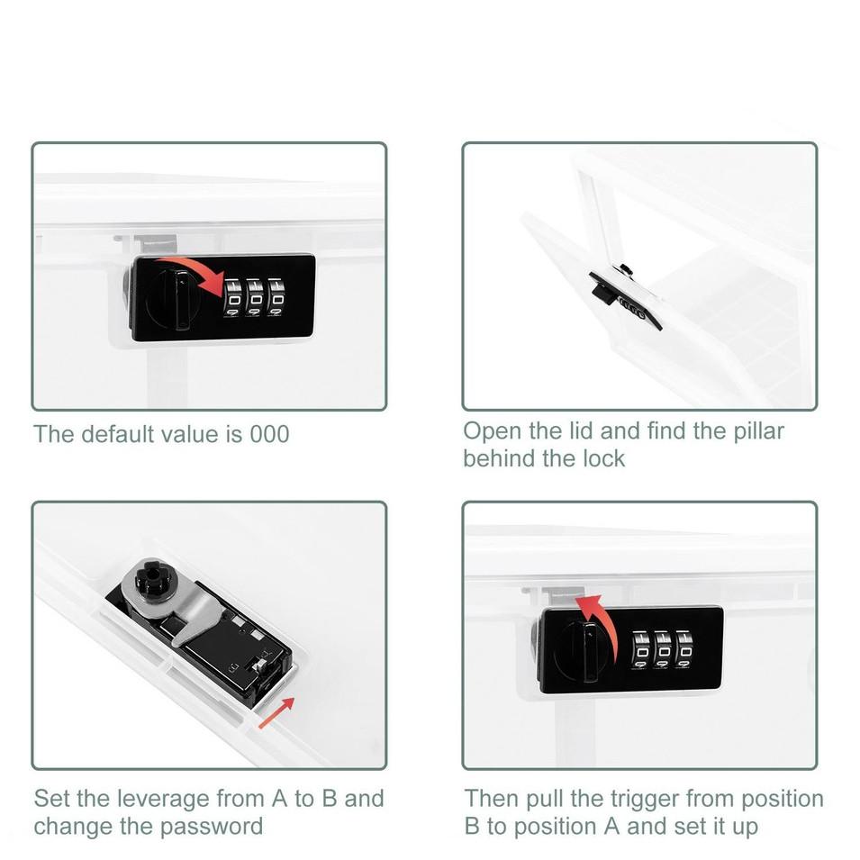 Uzamykatelný úložný box 3,6 galonu Velká kapacita Uzamykatelná úložná nádoba Přenosný uzamykatelný box s kombinačním zámkem