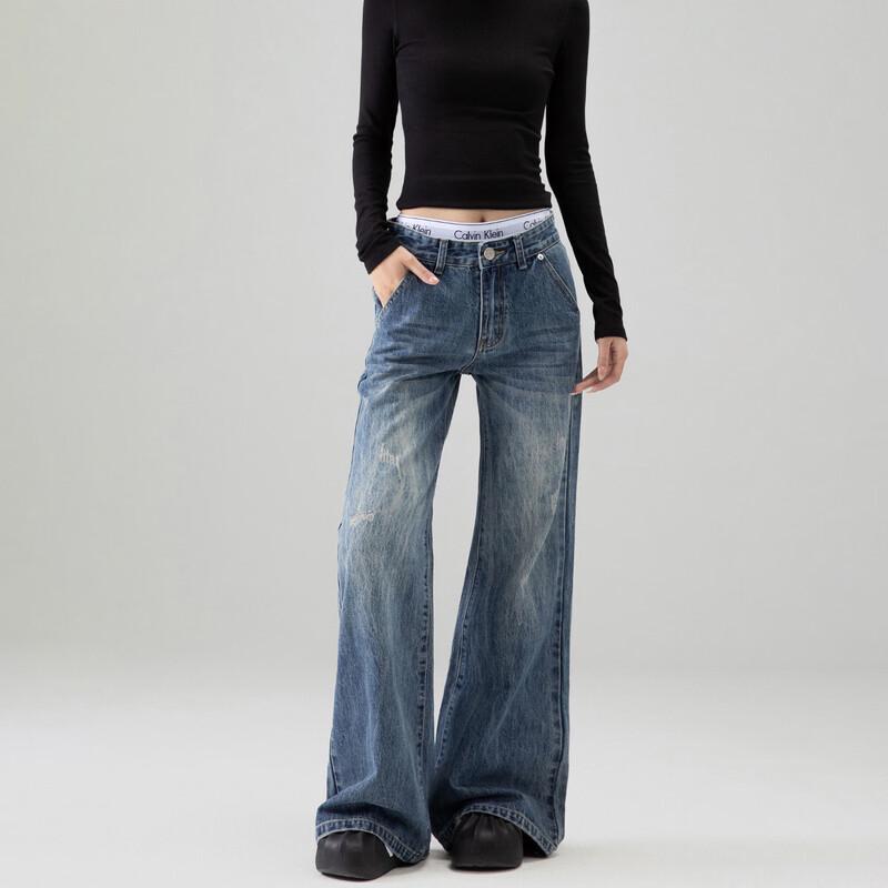 

Женские расклешенные джинсы ICH MODE в американском ретро-стиле, синие L