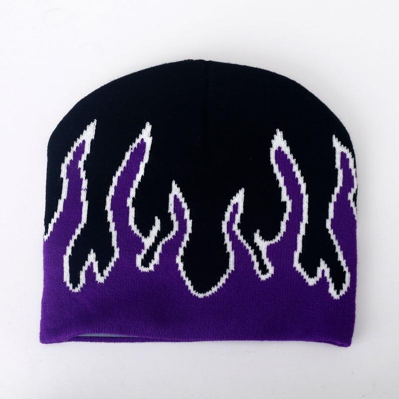 Autumn New Knitted Hat Men's Hip-hop Street Flame Pullover Hat Winter Outdoor Riding Hat Versatile Brimless Hat