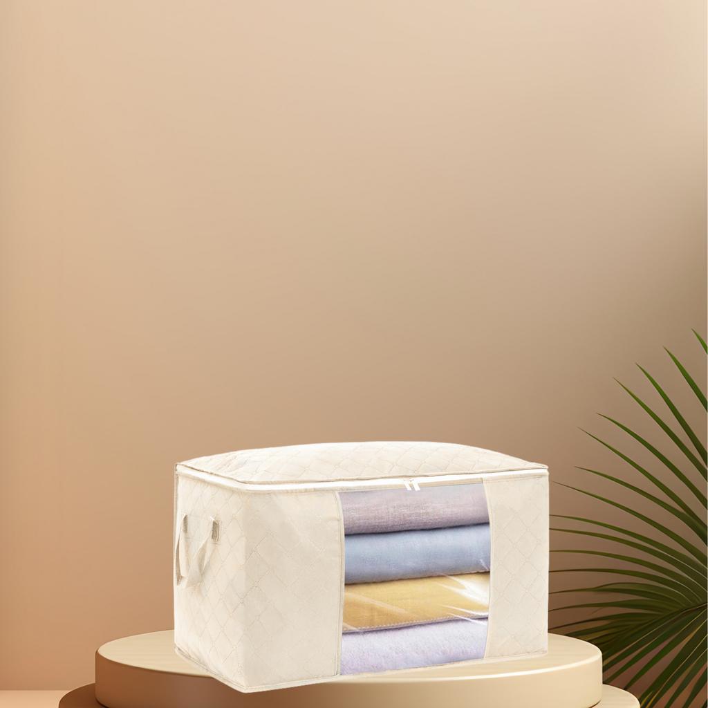 1Pcs Foldable Storage Bag Zipper Clothing Storage Box Clothing Storage Bag Non-woven Fabric with Handle Storage Bag