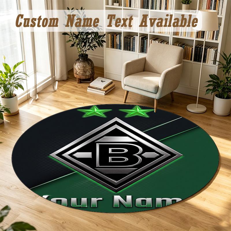 Round Rug Custom NameBorussia Mönchengladbach Pattern Non Slip Carpet Home Floor Decor