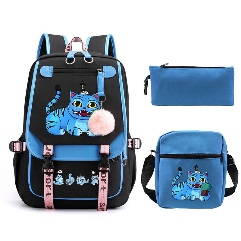Animation Cartoon With High Value Schoolbag, Primary And Secondary School Students Leisure Backpack, Pencil Bag Set