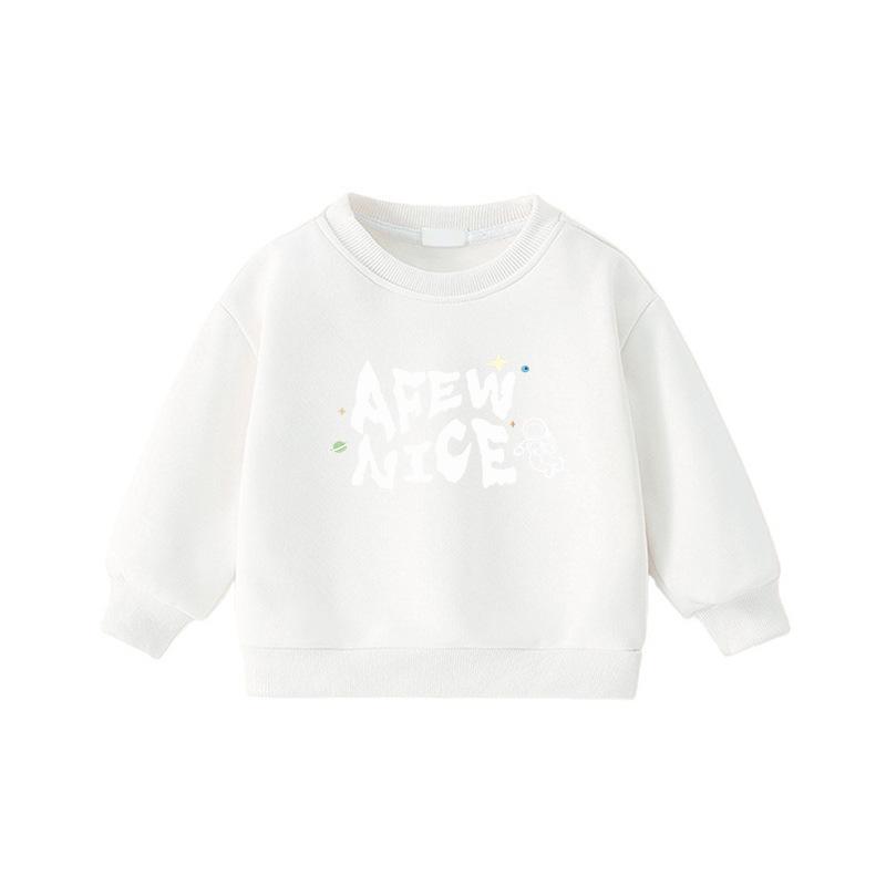 Children's Cartoon Print Velvet Lined Hoodie - Round Neck, Long Sleeve, Thickened Warm Base Layer