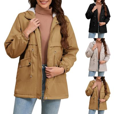 Womens Long Sleeve Zip Jacket Coats With Hooded