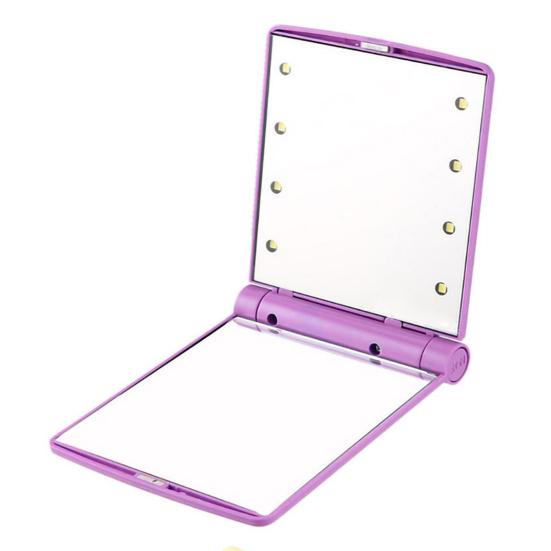 Foldable 8LED Lighted Makeup Vanity Mirror Tabletop Adjustable Brightness Lamp