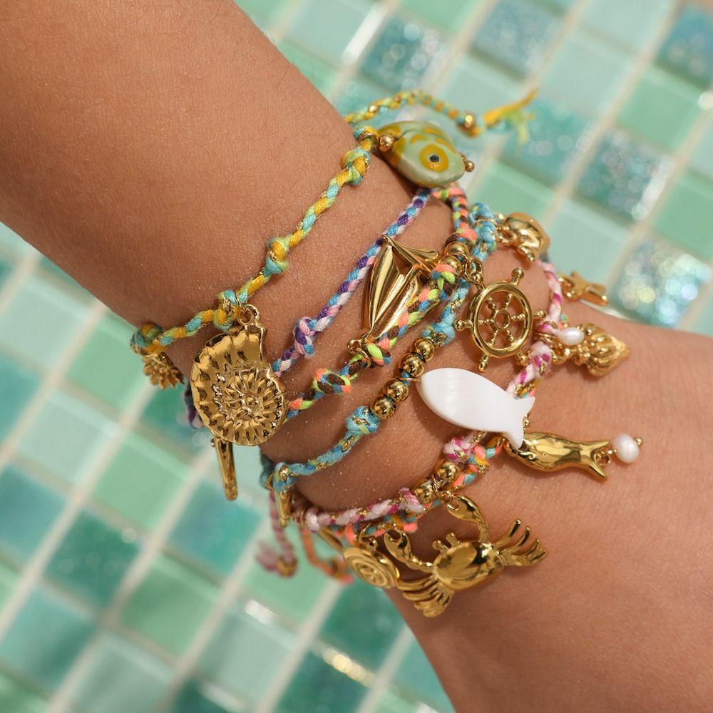 Regulowana Bransoletka z Wisiorkiem Muszelka Łańcuszek na Rękę Nowa Bransoletka Prezenty