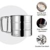Stainless Steel Double-layer Fine Mesh Flour Sifter, Equipped with a Push-button Crank Design, Easily Shakes Powdered Sugar, Cocoa Powder