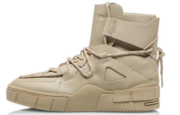 Li Ning CF Высокие кеды для скейтборда Женские Однотонные Хаки AGCQ346-3 37