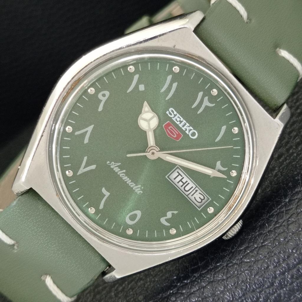 

AUTOMATIC VINTAGE SEIKO 5 JAPAN 6309A MENS ARABIC GREEN DIAL WATCH a701329-5 R206a-a701329