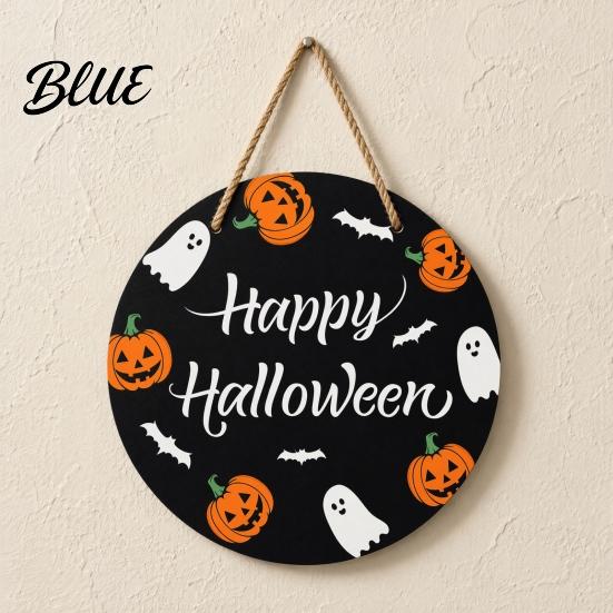 Halloween Door Sign Hanging Sign Wooden Front Hanger Wreath Cute Durable Ghost Welcome for Porch Wall Indoor Home Decoration