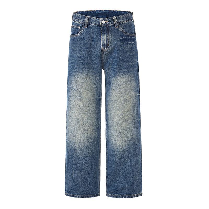 

Осенние джинсы микро-пулл Мужская и женская версия Свободные прямые Универсальные брюки широкого кроя 3XL