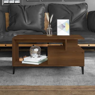 Vidaxl Coffee Table, Brown Oak 90X49X45 Cm, Wood-Based Material