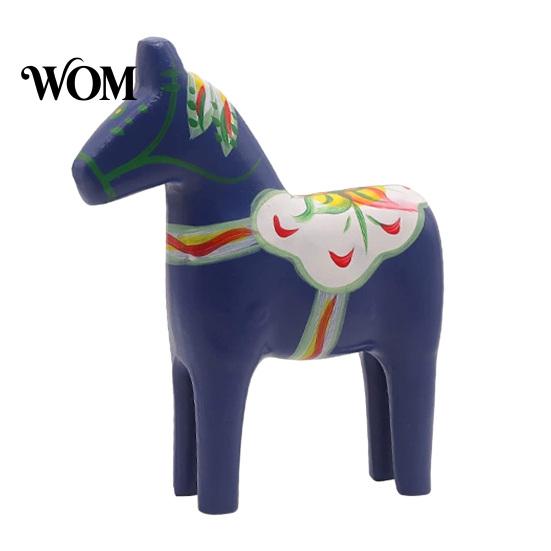 Figurina di Animale in Legno Artigianale Cavallo di Troia Dala Dipinto a Mano, Statua Ornamentale Scandinava Vintage in Legno Massiccio, Decorativo Rustico