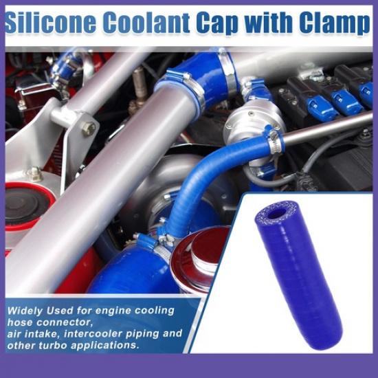ONE 8mm Silicone Coolant Cap with Clamp for Coolant Heater Water Port Universal