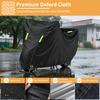 Waterproof Outdoor Motorbike Cover Heavy Duty 210D Universal Motorcycle Covers with Reflective Strips Lock-Holes Storage Bag