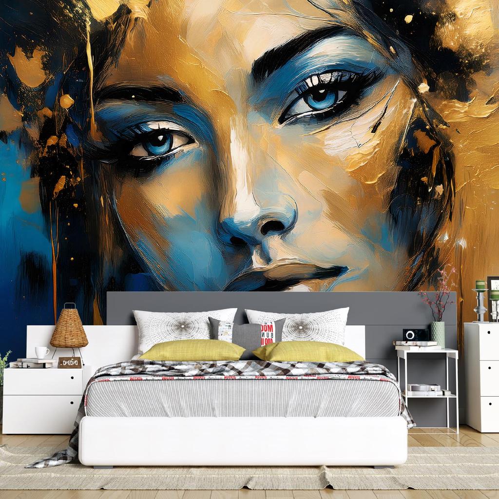 Wallpaper Woman Gold Abstraction