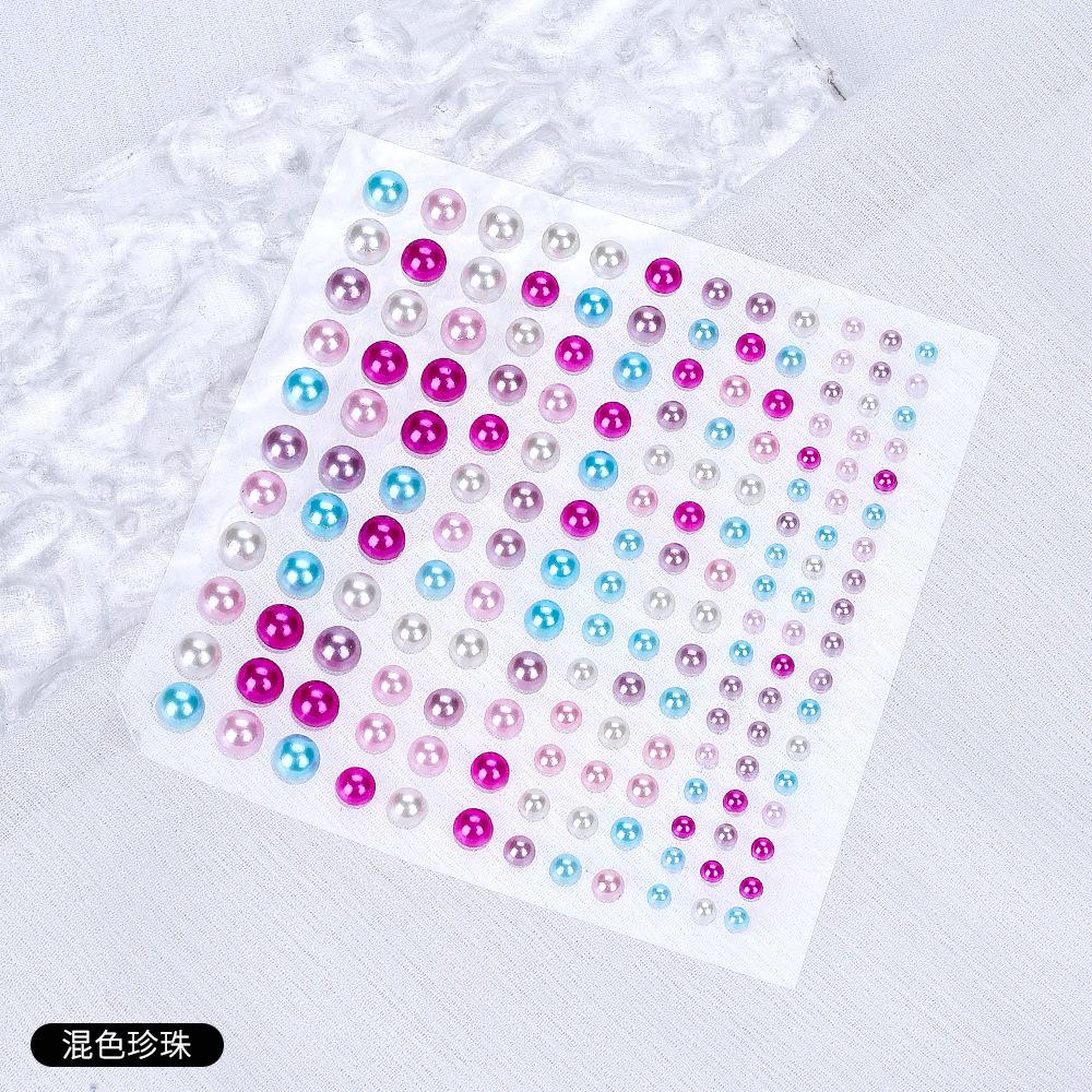 Nail Art Pearl Sticker Abs White Pearl Sticker Diamond Music Festival Makeup Decoration Face Sticker Diamond Jewelry Comes With Glue