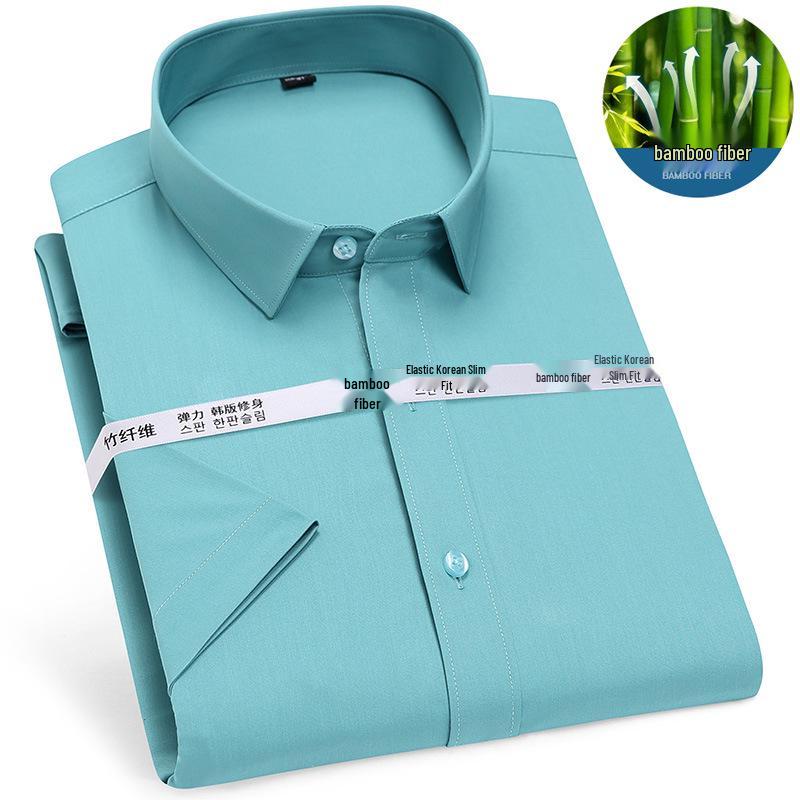 Golden Shield Men's Short Sleeve Bamboo Fiber Non-Iron Business Shirt