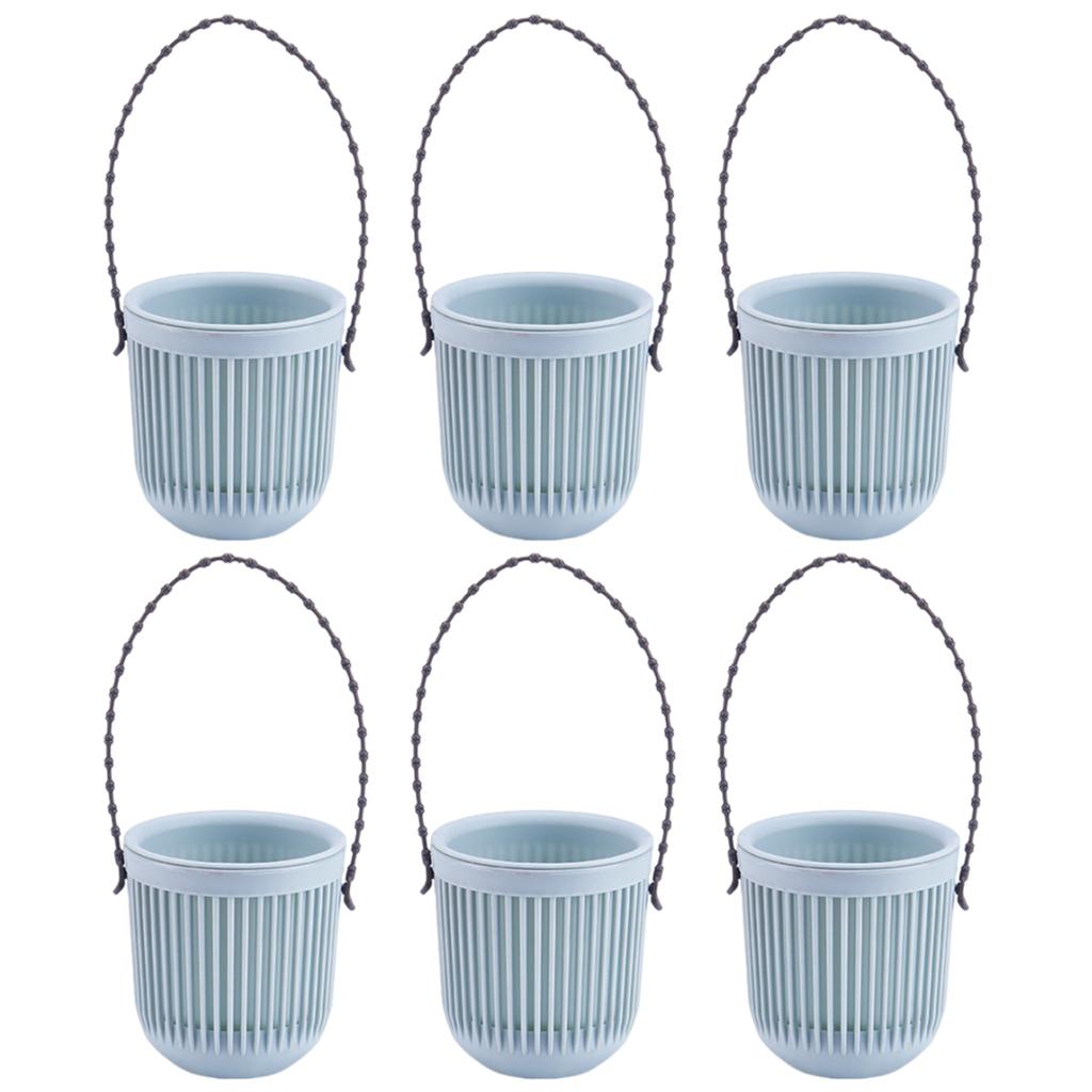6pcs Flower Pots Hanging Planter for Succulent Plant Wall Mounted Mini Planter with Removable Handle Office Decorations