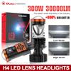 2pcs H4 LED Projector Mini Lens Auto H4 Headlights Bulbs Kit Conversion High Beam Low Beam 300W 30000LM Turbo Fan Car Light Lamp
