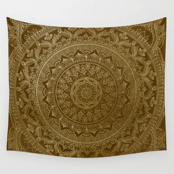 Mandala Royal Green And Gold Wall Tapestry Background Wall Covering Home Decoration Blanket Bedroom Wall Hanging Tapestries W95xH70cm