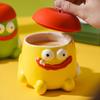 Cartoon Funny Apple Ceramic Mug Thick Lips Big Mouse Apple Shaped Coffee Mug Breakfast Milk Cup For Kids