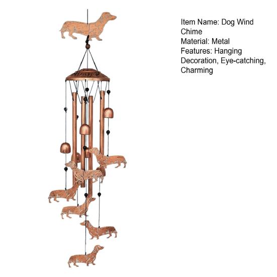 Dog Wind Chime Metal Pet Memorial Wind Chime Outside Dachshund Wind Bell Hanging Decoration for Home Patio Backyard Garden Decor