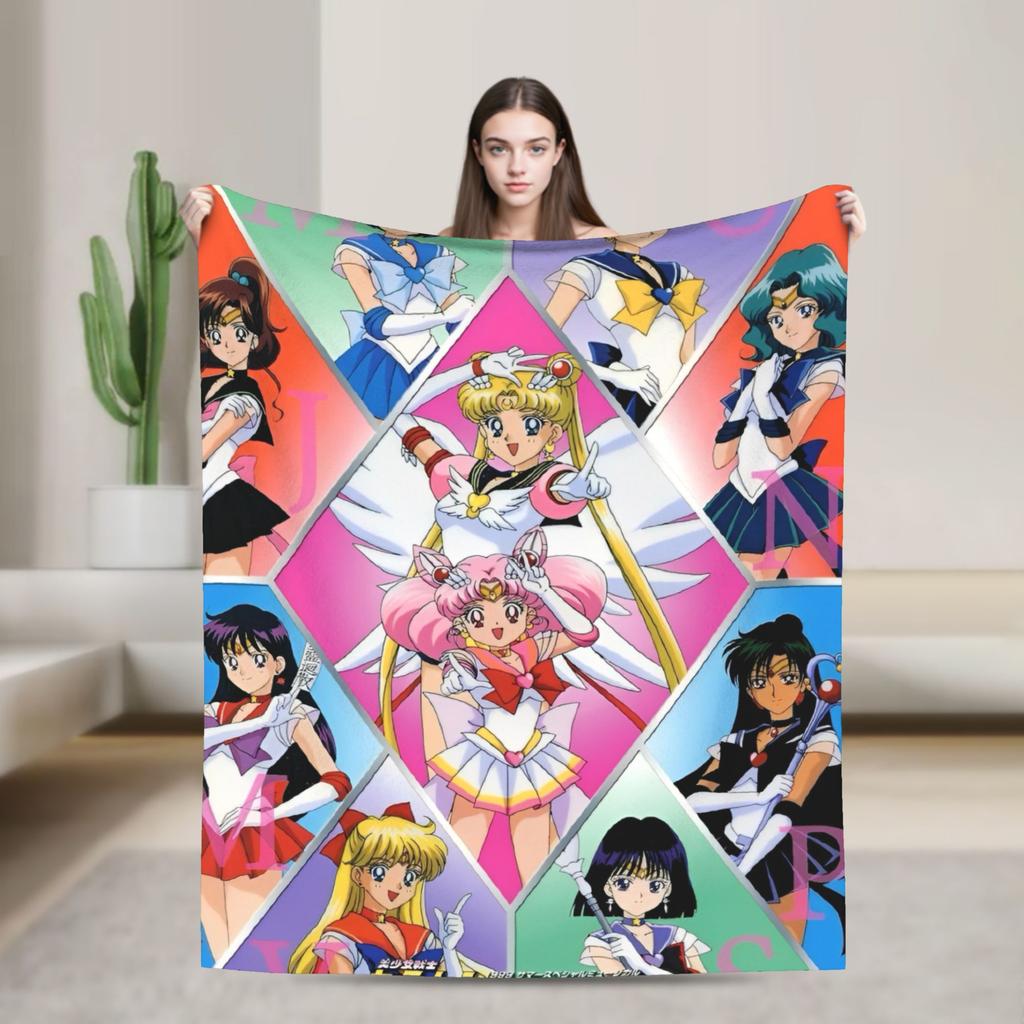 S-Sailor M-Moon Anime Blanket Camping Flannel Bedding Throws For Living Room Warm Soft Design Quality Bedspread Gift