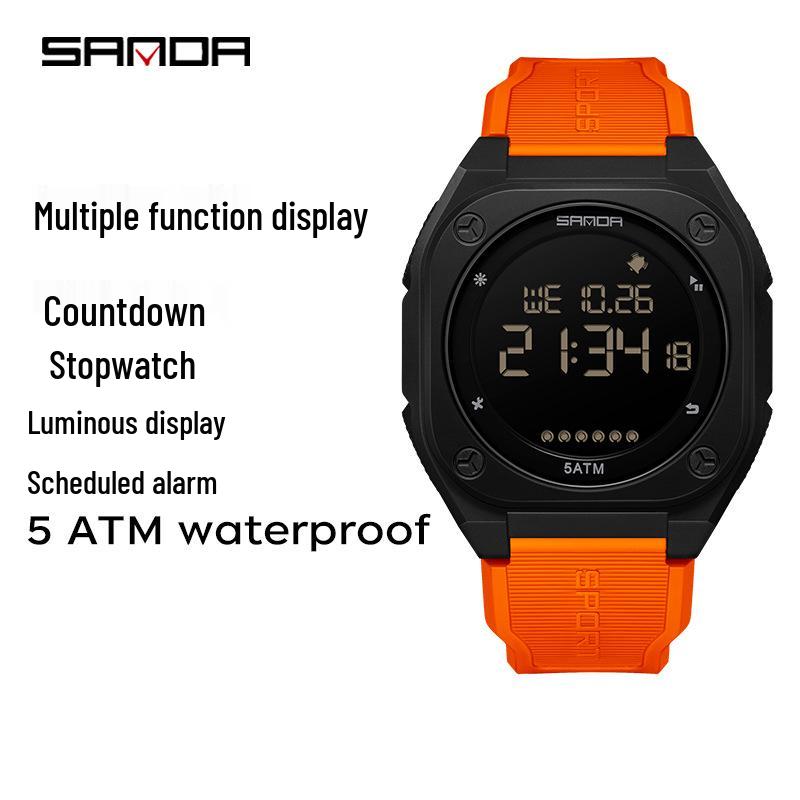 Sanda Multifunctional Luminous Waterproof Student Countdown Watch with Alarm