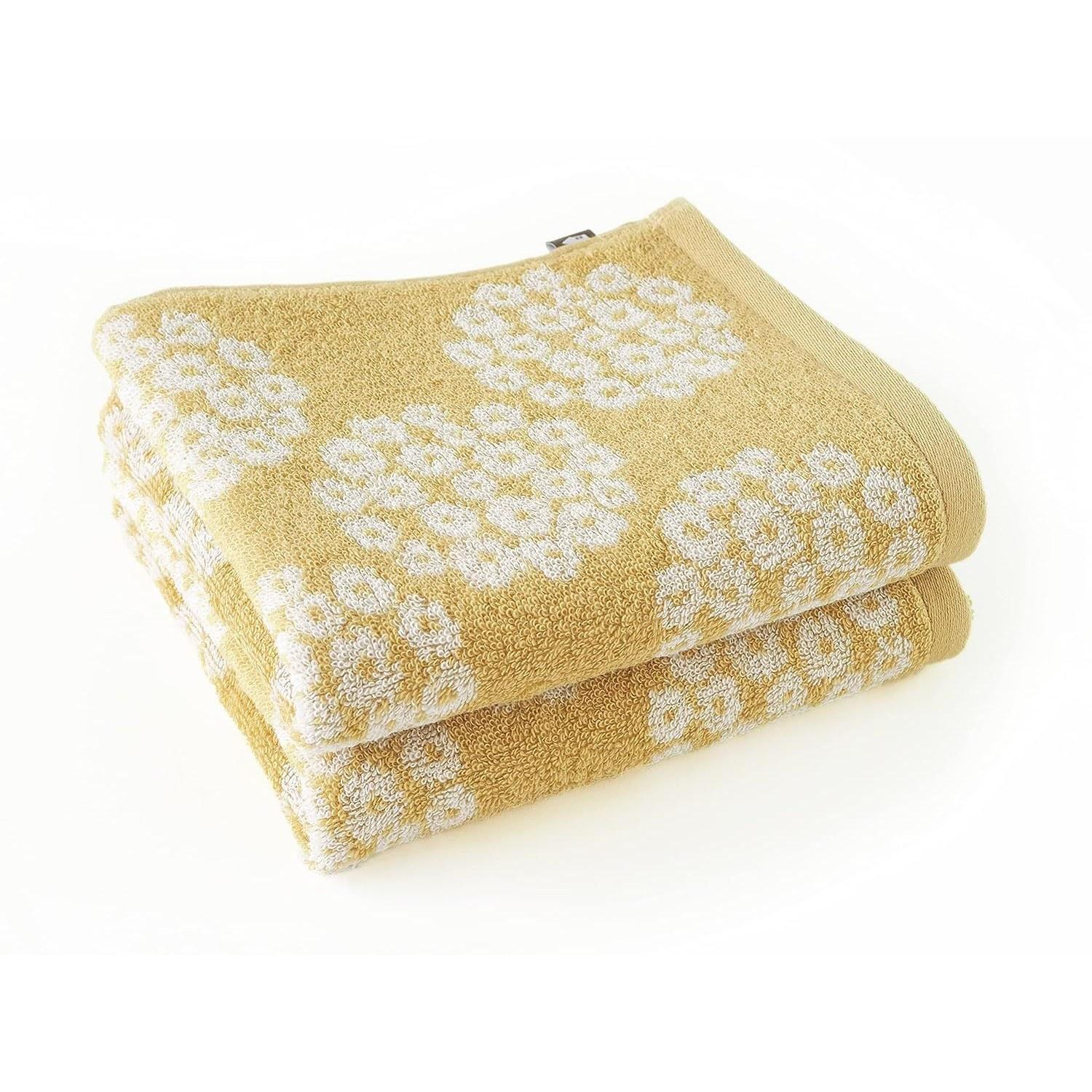 

Kosugizen Onnela Pieni Face Towel Sweet Twist Pile Ippy Yellow 3480 cm Nordic Style Jacquard Motif Medium Thickness (Standard) Type 2 Piece Set