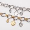 European & American Style Braided Chain Necklace with Coin Alloy Pendant