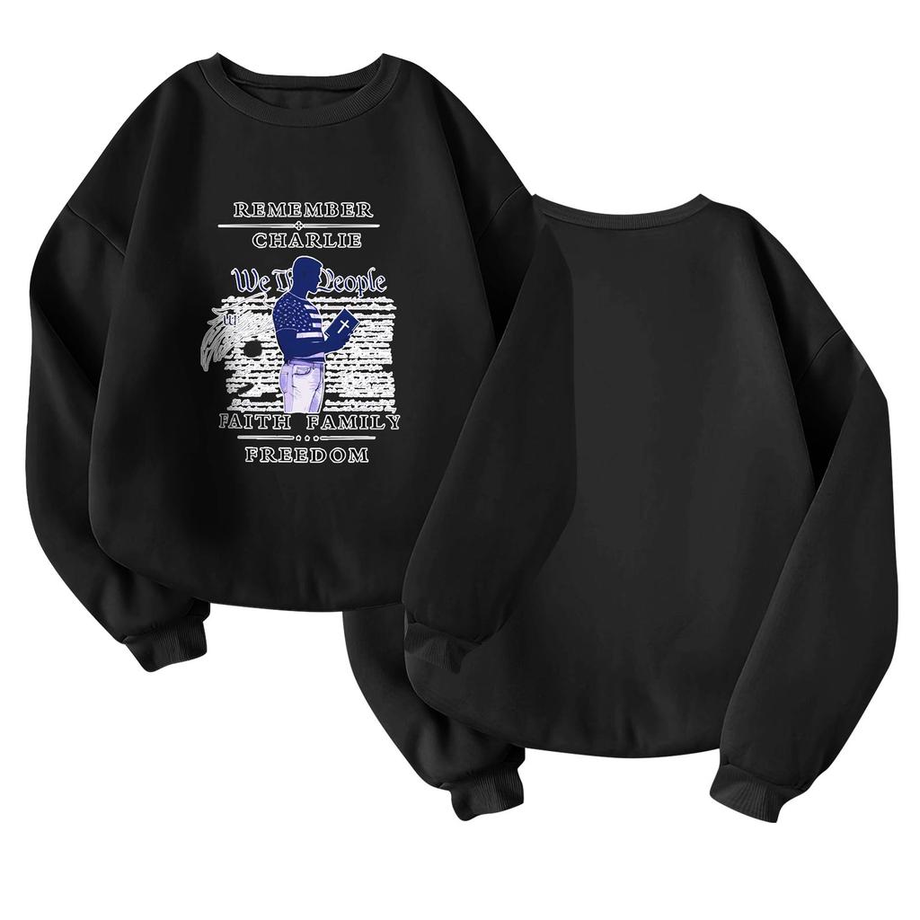 Unisex Fashion Casual Long Sleeve  Print Round Neck Top