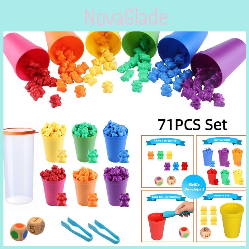 Colorful Rainbow Bear Counting Math Toy Set For Early Education