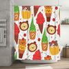 Adorable Animal Ice Cream Shower Curtain Set for Bathroom Decor Cartoon Print Fabric Shower Curtains with Rings included