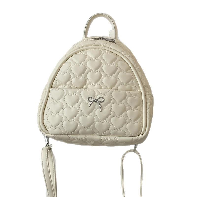 Korean Version of Fashionable Girlish Portable Small Bag 2025 New Love Embroidered Thread Backpack Casual Schoolbag