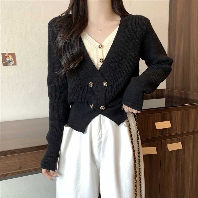 Fake two large-size women's clothing catties top 20 new versatile collar temperament 0 fashionable double-breasted