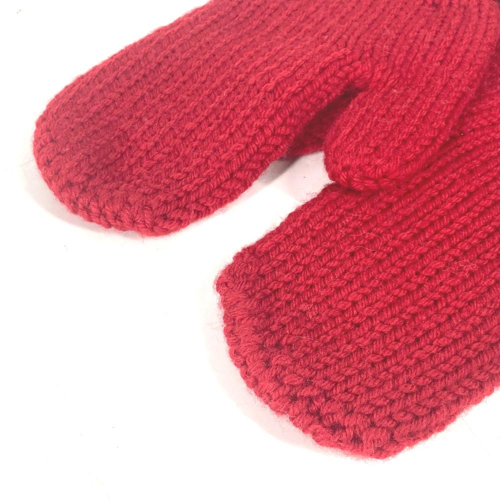 Louis Vuitton logo Mitten accessories with badge gloves wool Red
