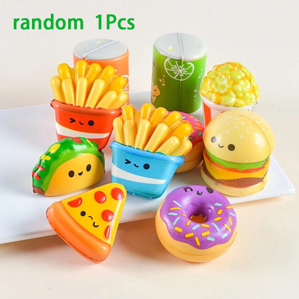 @ Mini Slow Rising Food & Fries Squishy Squeeze Toys Random Styles Soft Cute Stress Relief Sensory Fidget Toys For Kids Adults