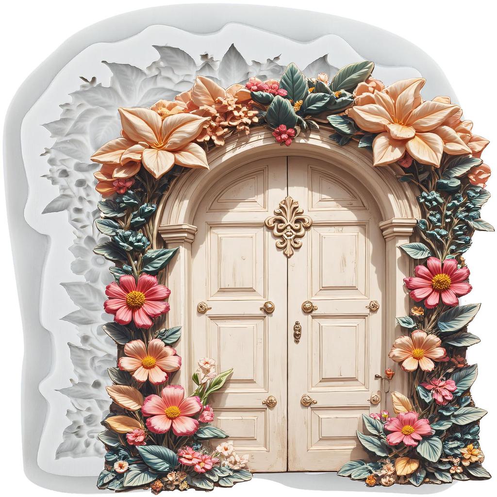 Fairy Garden House Silicone Mold Wooden Door Forest Gate Fondant Molds Cake Decorating Tools Theme Cake Dessert Decorated Chocolate Candy Mold
