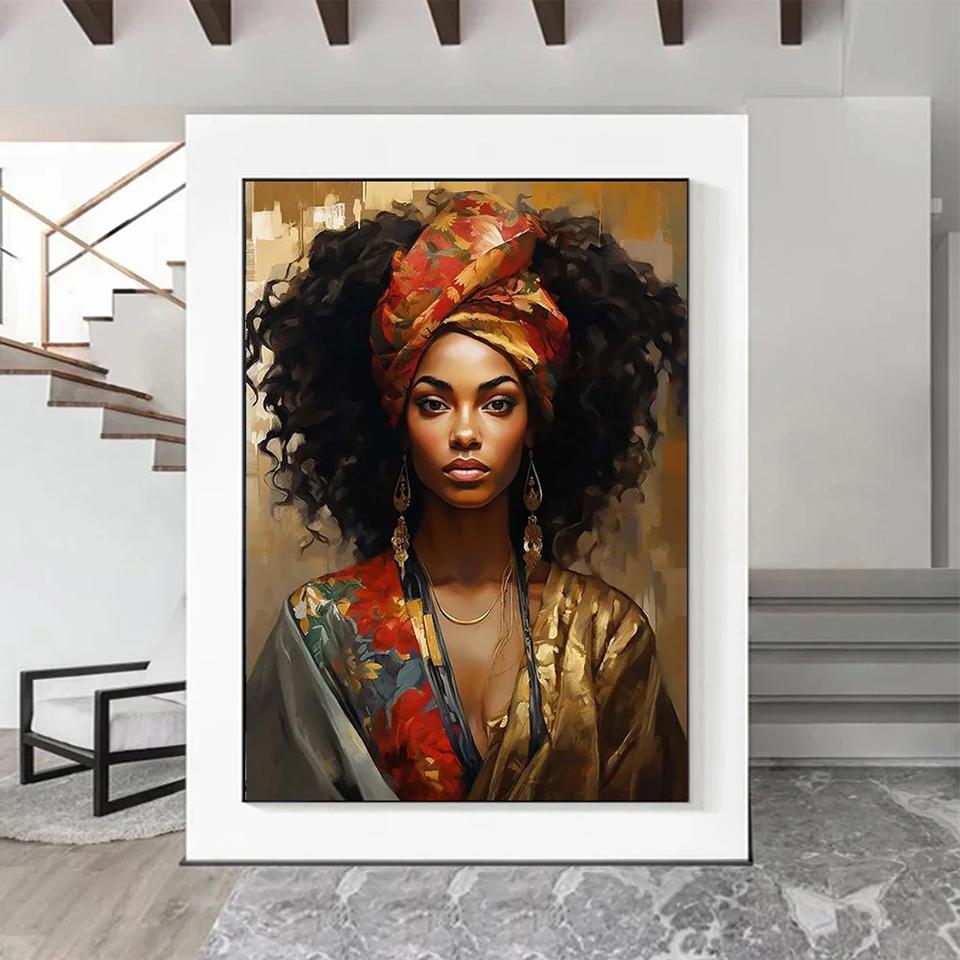 Abstract African Black Female Portrait 5DDIY Diamond Painting Art Cross Embroidery African Girl Painting Living Room Decoration